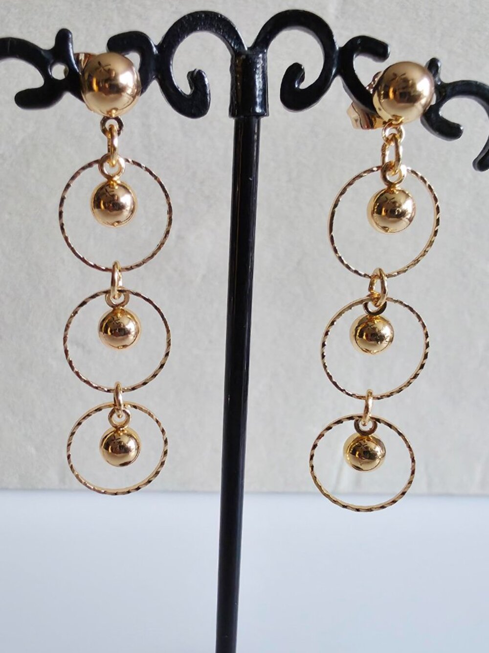 Classic Gold-Plated Ball and Hoop Drop Dangle Post Earrings